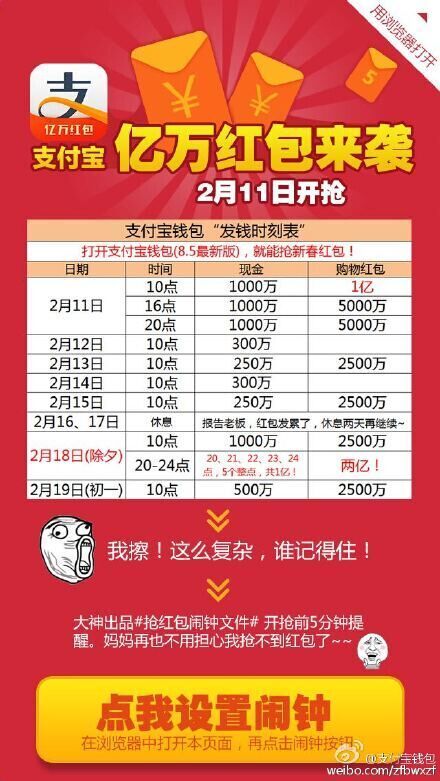 支付寶、微信、QQ、微博紅包全攻略    分分鐘賺夠回家的車票